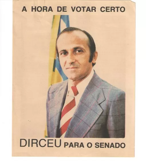 Cartaz da campanha de Dirceu ao Senado, em 1978/Imagem: Reprodução.